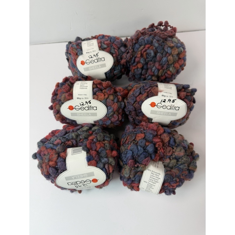 Gedifra Super Bulky Sheela Yarn Lot of 6 Wool-Acrylic-Nylon 50g